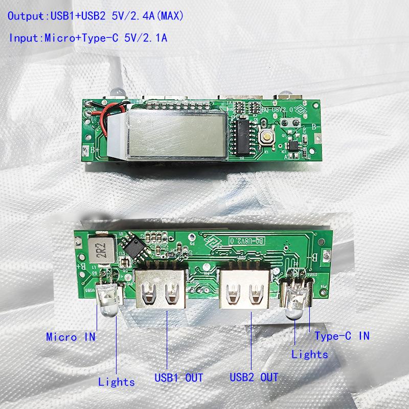 A8Mobile Power Supply Motherboard Led Dual Usb 5V 2A Micro/Type-C Usb Power Bank Circuit Board Module
