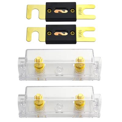 Car 100A ANL Fuse Holder with ANL Fuse 0/2/4 Gauge for Car Motorcycle Car Audio Amplifier, Gold Plated (100A)