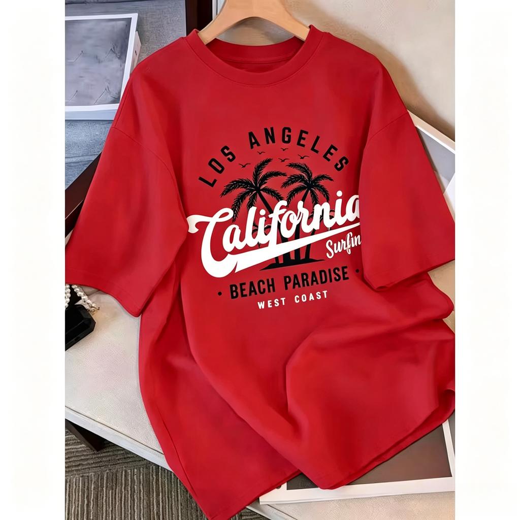 California Los Angeles West Coast Print T Shirt Unisex Unisex Retro Palm Tree Graphic Tee Casual Crew Neck Short Sleeve For Summer