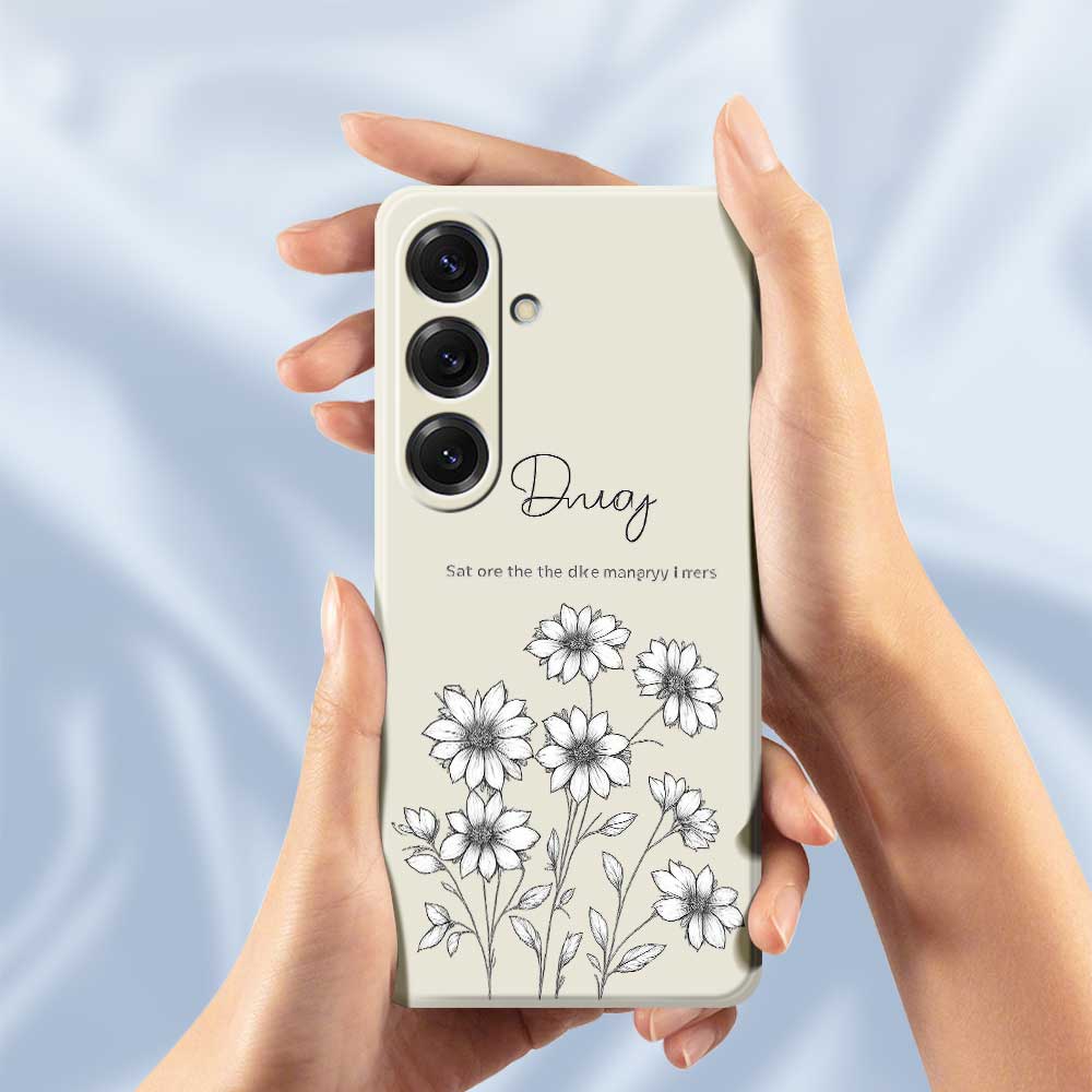 For Samsung Galaxy S25 Case Sketch Flowers Pattern Printing Straight Edge TPU Phone Back Cover