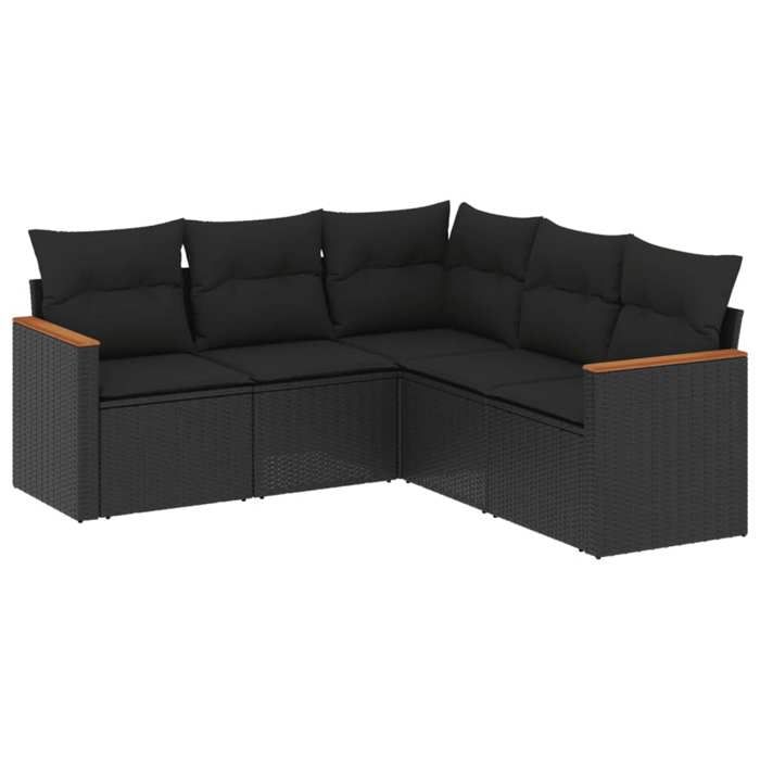 VidaXL Garden Lounge Set with Cushions 5 Pcs, Patio Sofas, Patio Furniture Set, Outdoor Furniture, Black 3225957