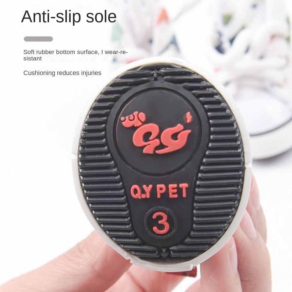 4Pcs Fashion Dog Canvas Shoes Non-slip Puppy Sport Sneaker Pet Denim Boots Spring and Autumn