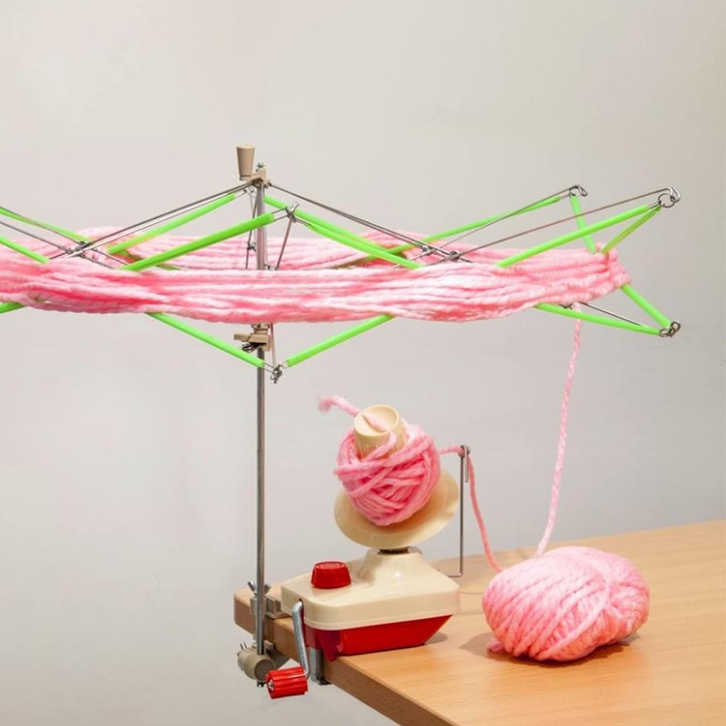 Garn-Swift-Garnknäuelwickler, Regenschirm-Swift-Garnwickler zum Häkeln, handbetriebener Knäuelwicklerhalter mit Tischklemme für Stricker