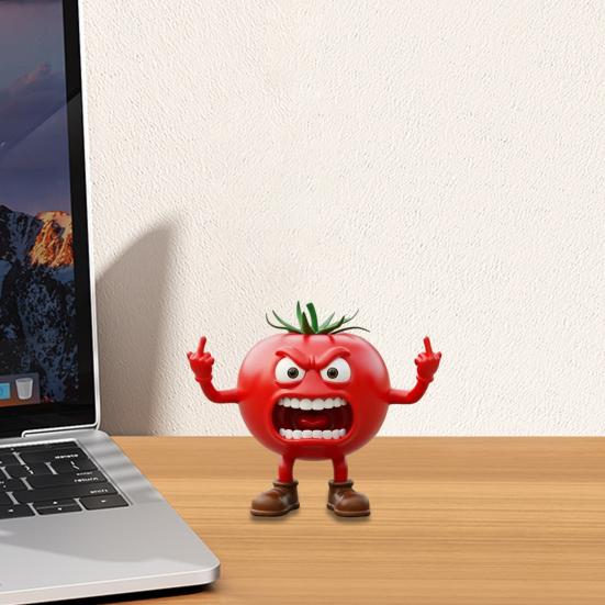 Angry Fruit Figurine Flipping The Bird Fruit Series Resin Ornament Stress Relief Middle Finger Fruit Statue for Office Desk Decoration