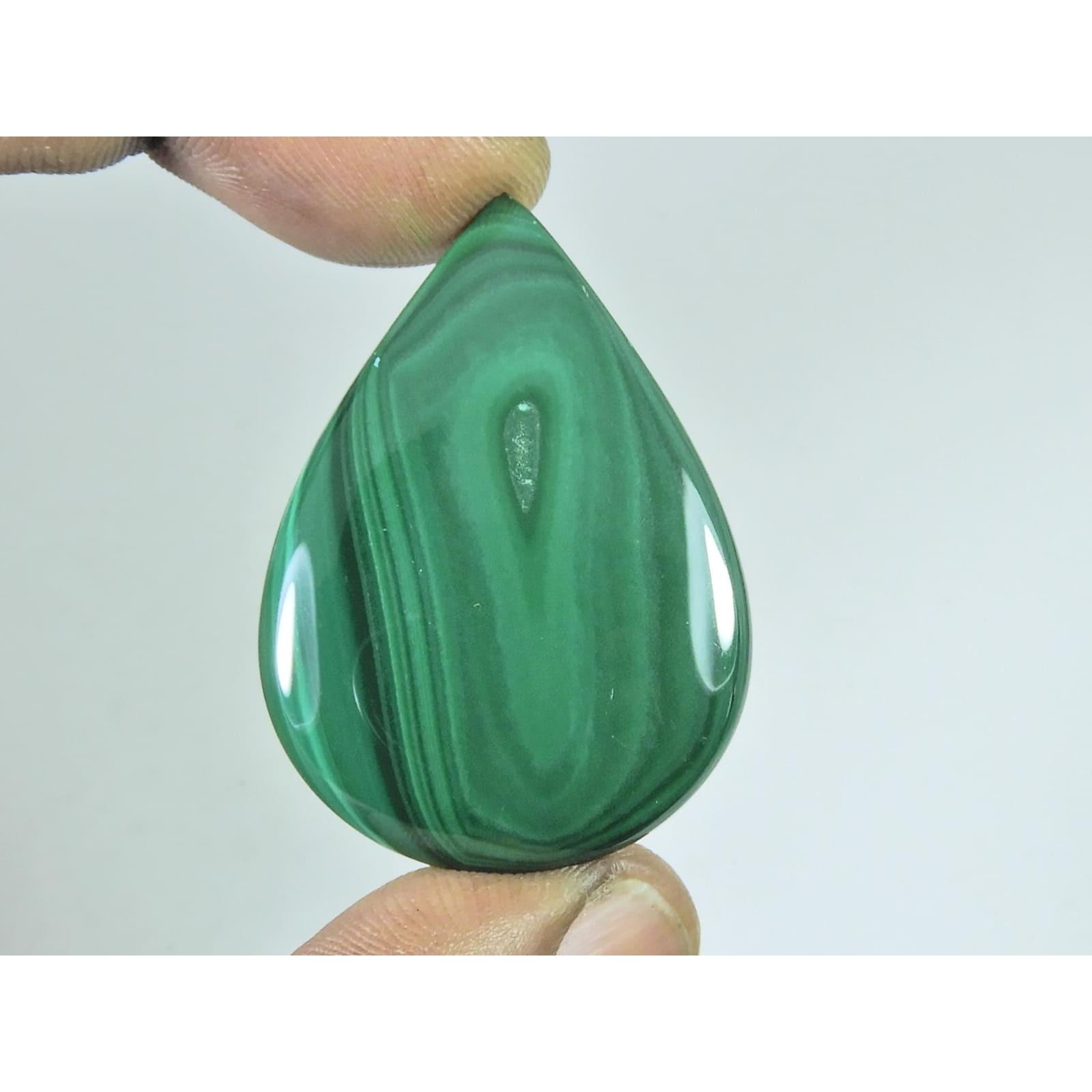 65Cts. Natural Green Malachite Pear Shape Cabochon Loose Gemstone 30X42X04MM D-366