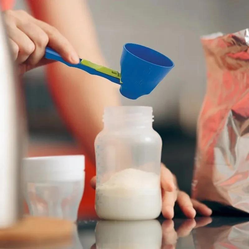 Durable PP Material Mess-Free Protein Powder Scoop - Sliding Funnel for Milk & Supplements, Kitchen Gadget for All Occasions