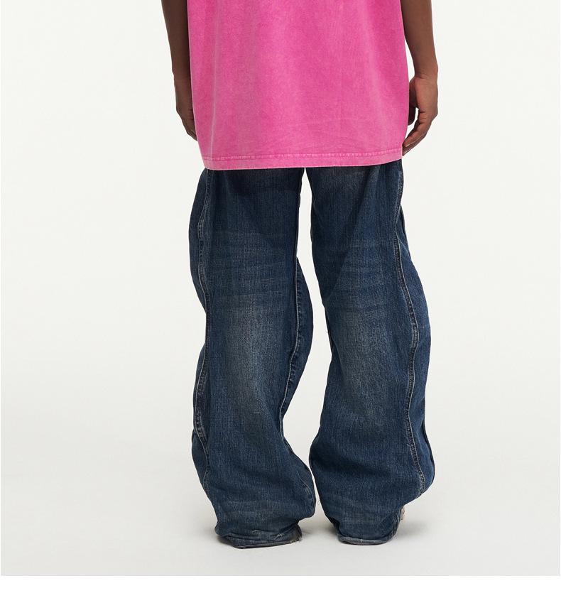 230g Gewaschenes Vintage Europäisches Schweres Übergroßes T-Shirt mit überschnittenen Schultern & Rundhalsausschnitt