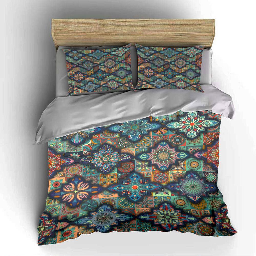 Colorful Mandala Pattern Bedding Set Bedding Set (1 Duvet Cover, 2 Pillowcases, Duvet Not Included)