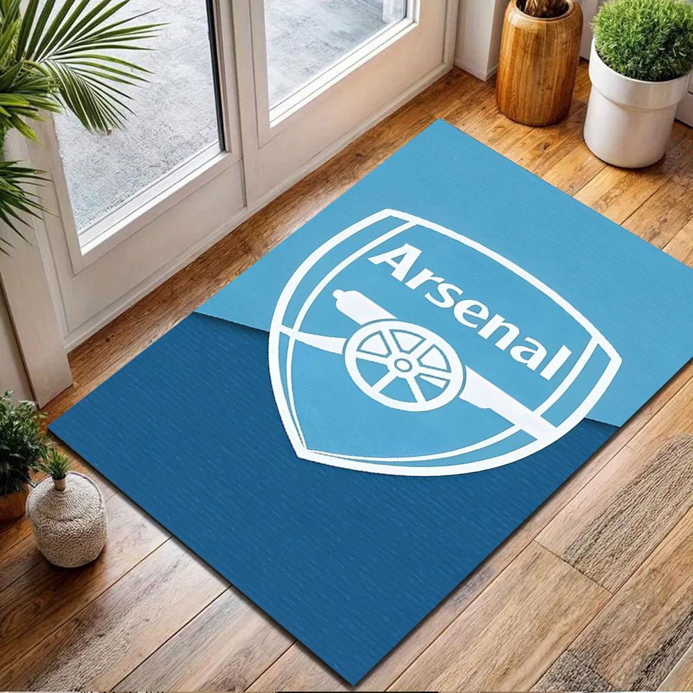 Arsenal Logo on Blue Background Patterned carpet, non slip mat suitable for living room and bedroom sofas