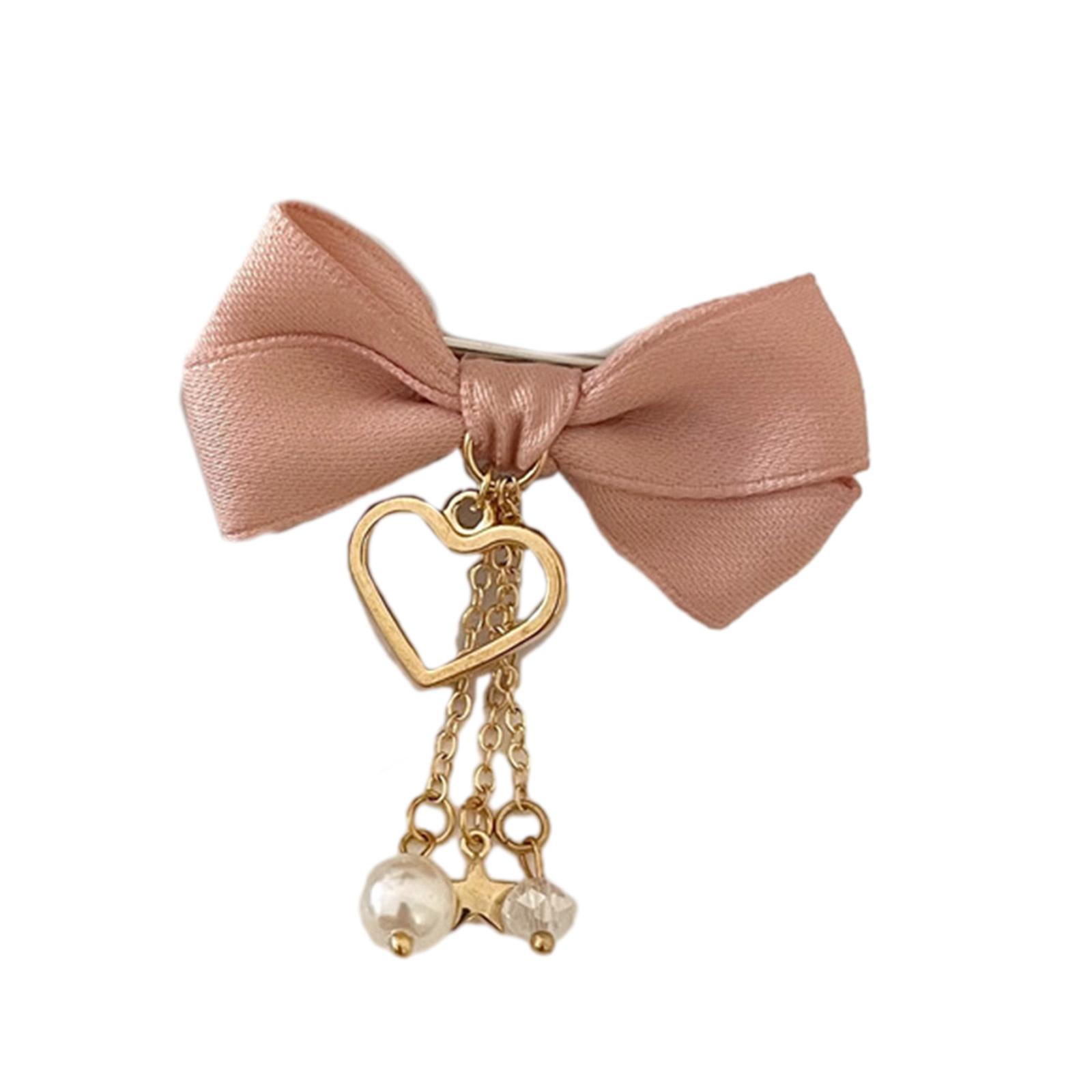 

Elegant Bow Y2K-Style Balletcore Tassels Hair Clip Flat Clips Balletcore Hairpin Bow Heart Hair Clip for Bunches розовый