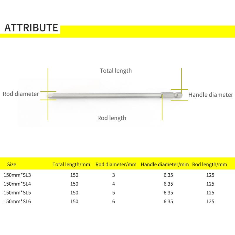 4/10Pcs Slotted Screwdriver Bit Set Magnetic For Drill 1/4 Hex Shank Cross Screw Driver Tip Kit Precision Power Tool Accessory