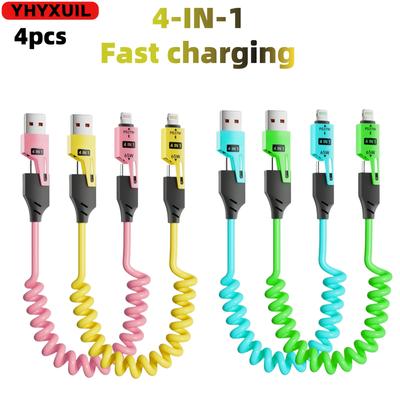 4 Stück/2 Stück/1 Stück 65W 5A Hochgeschwindigkeits-Ladekabel 65W universelles 4-in-1 Hochgeschwindigkeits-Ladedatenkabel