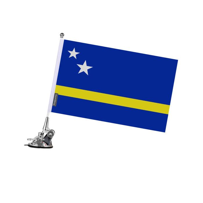 Drapeau - Curaçao - 27 X 35 Cm - Mât À Ventouse - Polyester - Impression Recto/verso