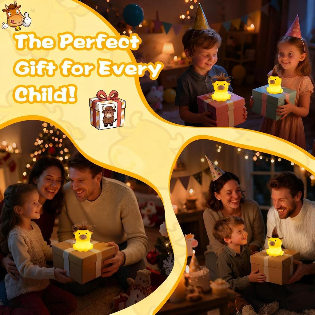 Cute Night Light Cartoon Cattle 2 Brightness Lamp With 20min Timer Bedroom Decorative Lamp For Home Bedside College Dormitory
