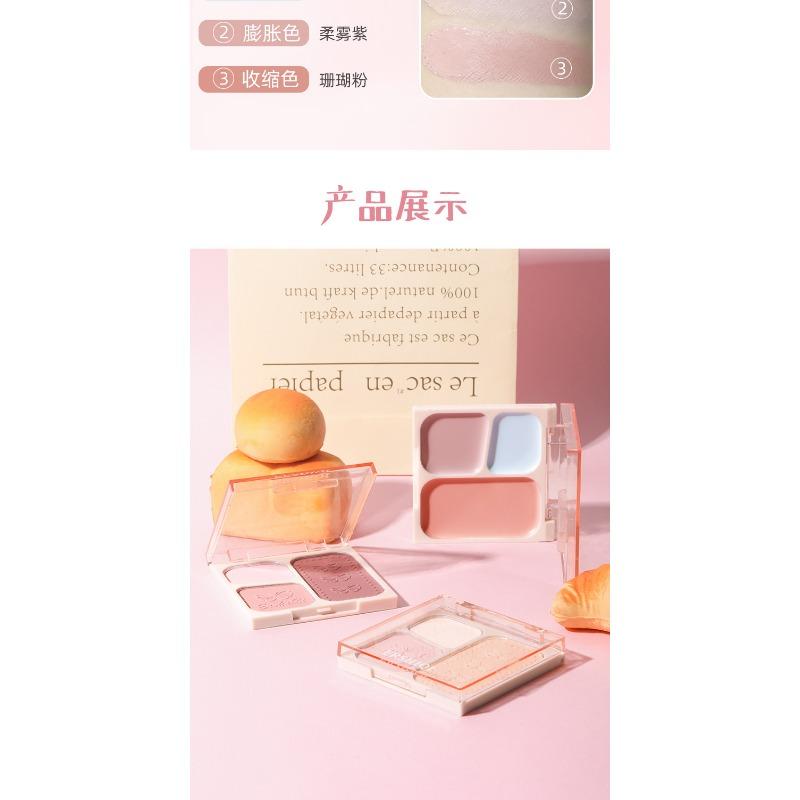 Three Color Blush Palette Matte Highlight Contour Natural Eye Makeup For Korean Style Girls Early Morning Class