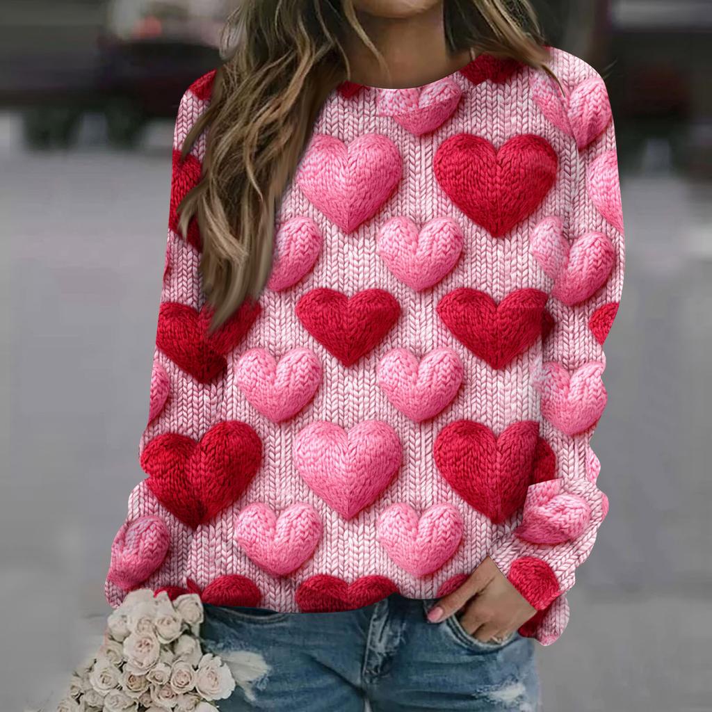 Women's Fashion Casual Long Sleeve  Printed Neck Sweatshirt Top