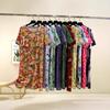 2025 Summer Floral Cotton and Silk Midi Dress - Short Sleeve, Loose Fit Nightgown