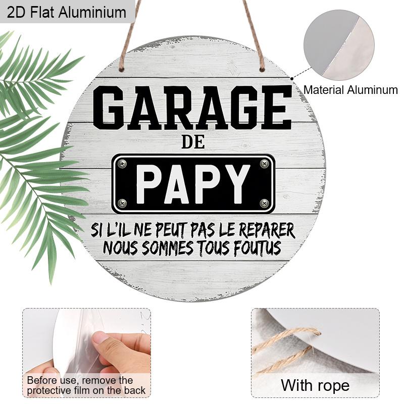 2D Flat Aluminum Garage Sign Metal Wall Decor Accessories for Home, Lover Gifts for Dad, Vintage Style Grandpa Home Decor, Father's Day Gift for
