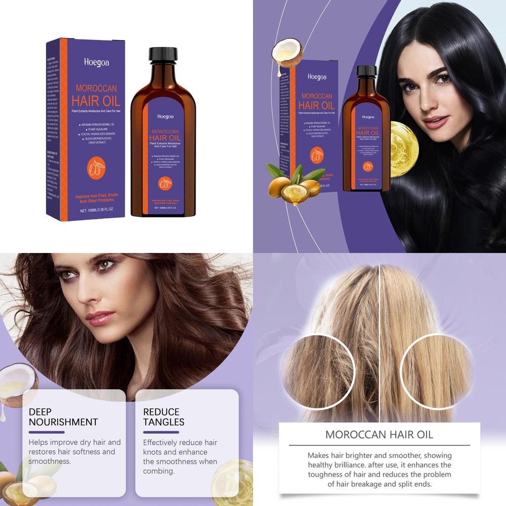 Hoegoa Moroccan Hair Oil Nourishing Hydrating Treatment For Smooth Frizz-free Hair