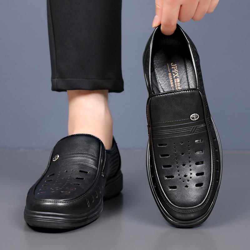 Ledersandalen Herren echtes Rindsleder weiße Sandalen Herren Dad-Schuhe Lochschuhe Herren erste Schicht Leder