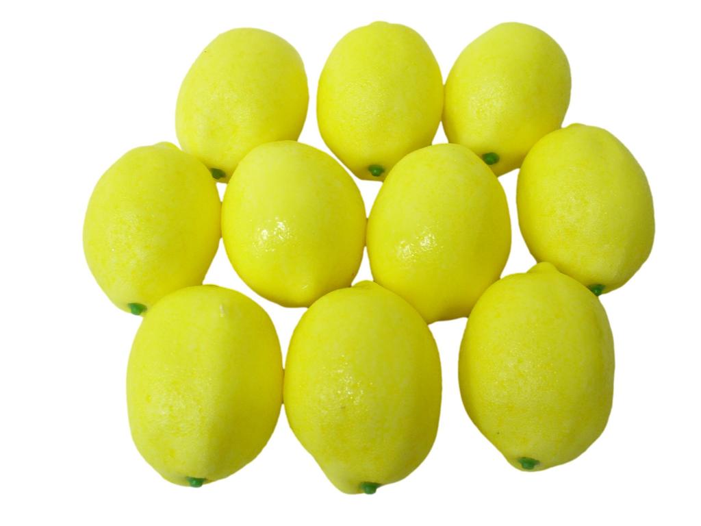 Bright and Sophia Lifelike Fruit Food Fake Invoice Compatible 10 Models, Samples, Lemons, Display, Fruit, (Small (7cm), Yellow, Pieces)