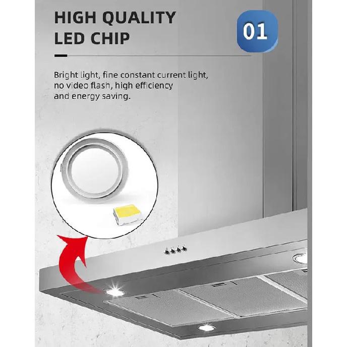 1-Set 2x 68mm Range Hood Light Bulb 1x 100-240V LED Driver 2x Cables Smoke Extractor Light for 2 1/2in Hole White 6000K