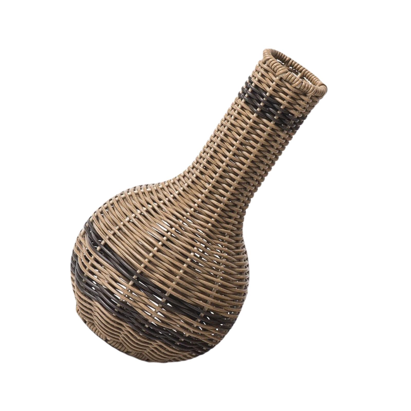 

Elegant Plastic Imitation Rattan Vase for Dried Florals Arrangements Woven Faux Wicker Flower Holder Home Office Decors B