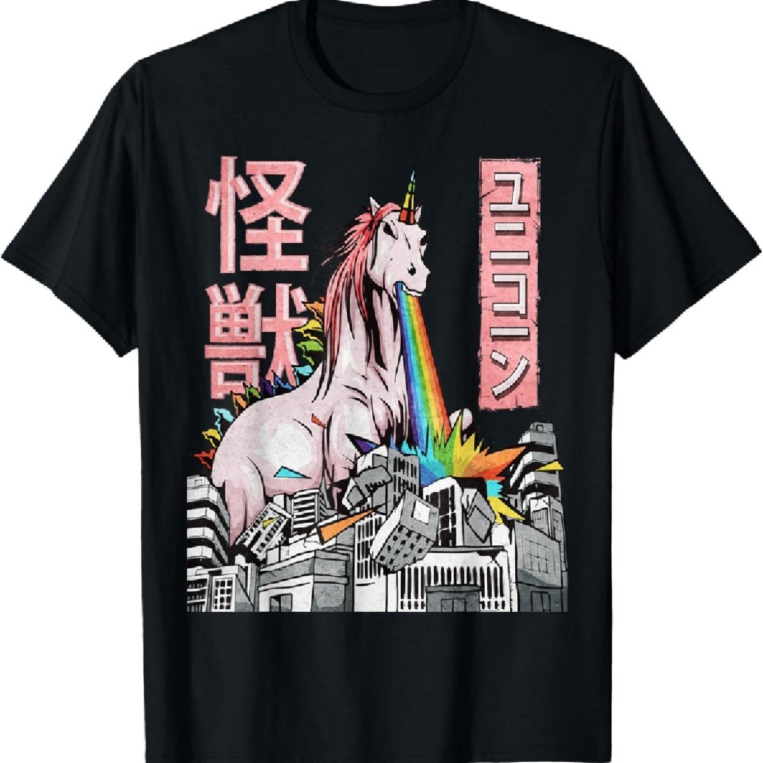 

Kaiju Unicorn Japanese Monster Unicorn Anime Merch Manga T-Shirt XXXXXL чёрный