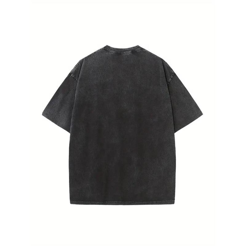 European Sizes Men's T-Shirt - Vintage Print Shirt with MAMA MOMMOM BRU and Bat Prints, Soft and Breathable Round-necked Loose Casual Streetwear