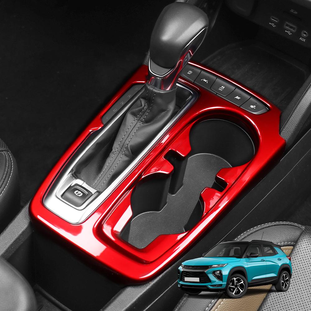 For Chevrolet Trailblazer 2021-2025 Red Glossy Center Console Gear Shift Cover Trim Water Cup Holder Panel LHD