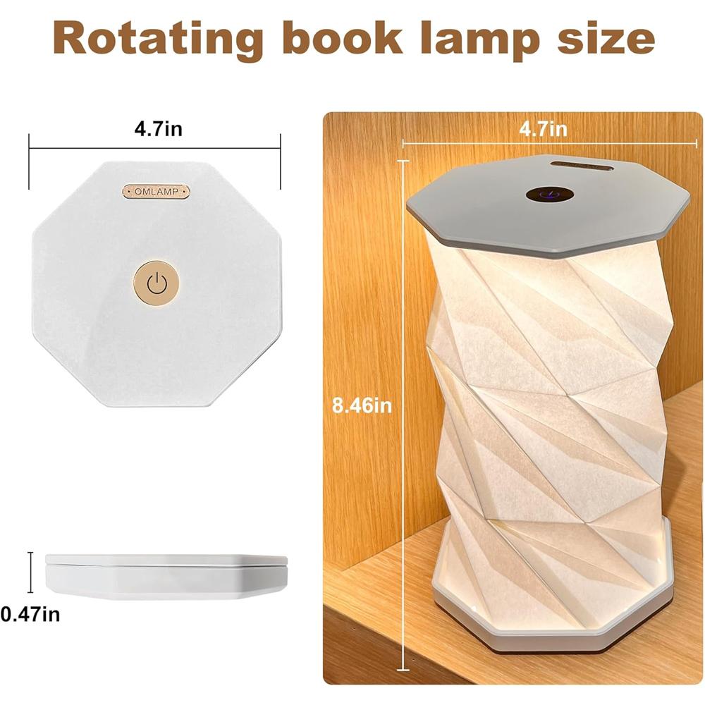 Rotating Foldable Night Light Paper Lantern Portable Atmosphere Light LED Touch Dimmer Bedhead Decoration Gift Table Book Light