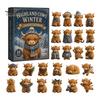24-Tage-Countdown-Box Hochlandrind Adventskalender 2026, Weihnachten mit Acryl 2D Rinderliebhaber Geschenk Mini-Figur, Bauernhoftier Baumhänge-Dekoration für