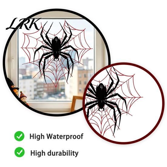 Halloween Spider Web Cling Static Glass Sticker, Reusable Window Decal, Black Red Decoration Pattern Sticker for Home Store Kindergarten Decor