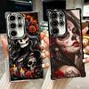 Catrina Beautiful Rose Girl Skull Plating Phone Case For Samsung Galaxy S24 S25 FE S26 Edge S23 Ultra S22 S21 Plus S20 Anti-Fall