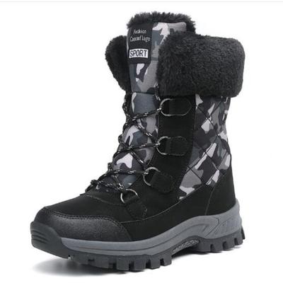 New Fleece Camouflage Snow Boots Outdoor Non-slip High Top Cotton Shoes Large Size Thick Warm Snow Boots Platform Shoes C1330