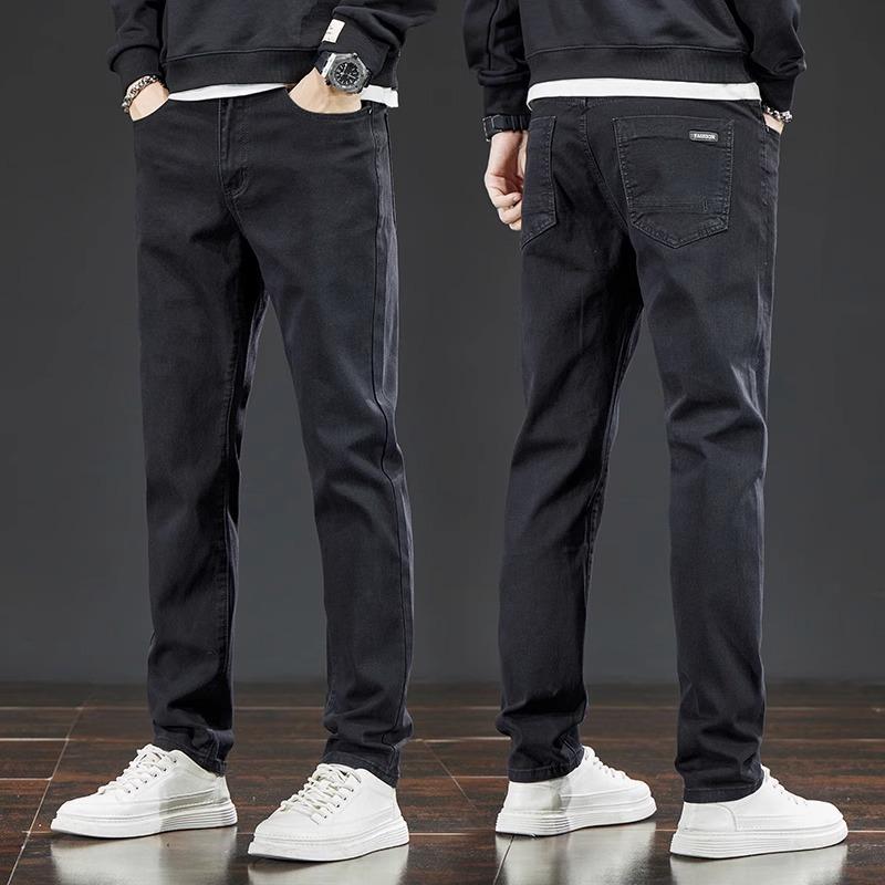 Spring And Autumn Winter New Men'S Plush Jeans Slimming Straight Stretch Business Versatile Long Pants