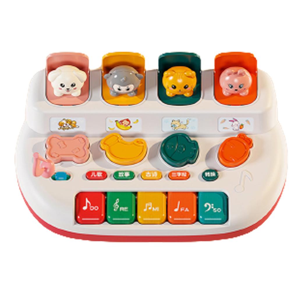 Cute Animals Pop-Up Toys with Music Multidimensional Training Electric Piano Enlightenment Toy for Toddler Preschool Games Gift