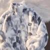 Women's 2025 Winter Japanese Tie-dye Gradient Lambswool Cotton Parka with Stand Collar