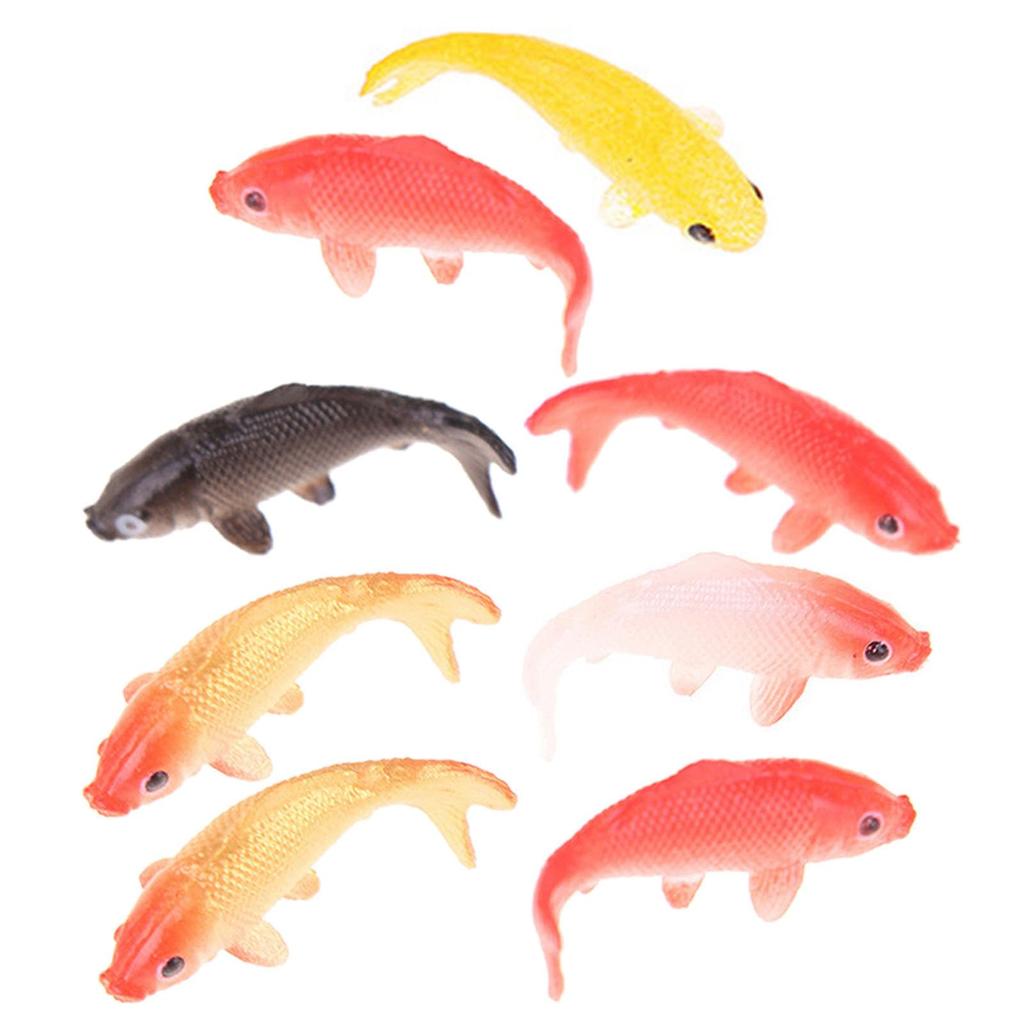 ABOOFAN Set of 8 Miniature Nishikigoi Figurines, PVC, Approx. 0.79 x 0.24 x 0.24 inches, Perfect for Aquarium Decorations, Dollhouse Decor, Small