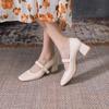 Mary Jane Shoes Year-Old Leather Versatile Square Head Evening Shoes Gentle Wind Low Heel Thick Heel Fairy Single Shoes Female