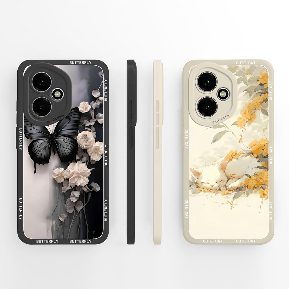 For Honor 400 Lite Case For Honor 400 Pro 5G Painted Flower Back Cover Full Protection Soft Funda Liquid Silicone Phone Housing