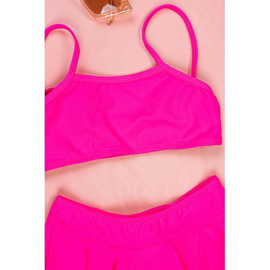 Set de bikini cu fustă roz flexibilă pentru fete