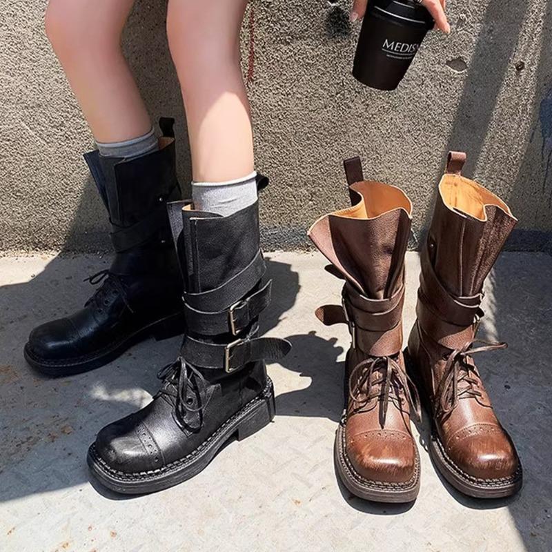 Autumn and Winter Women's Leather Shoes Comfortable and Soft Women's Shoes Non-slip Beef Tendon Soles Large Size Fashion Boots Women's Boots Retro