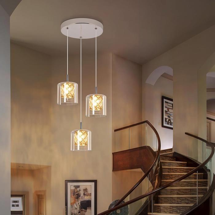 Lampe suspendue - NETTLIFE - 3 flammes 120cm - Verre - Métal - Culot G9