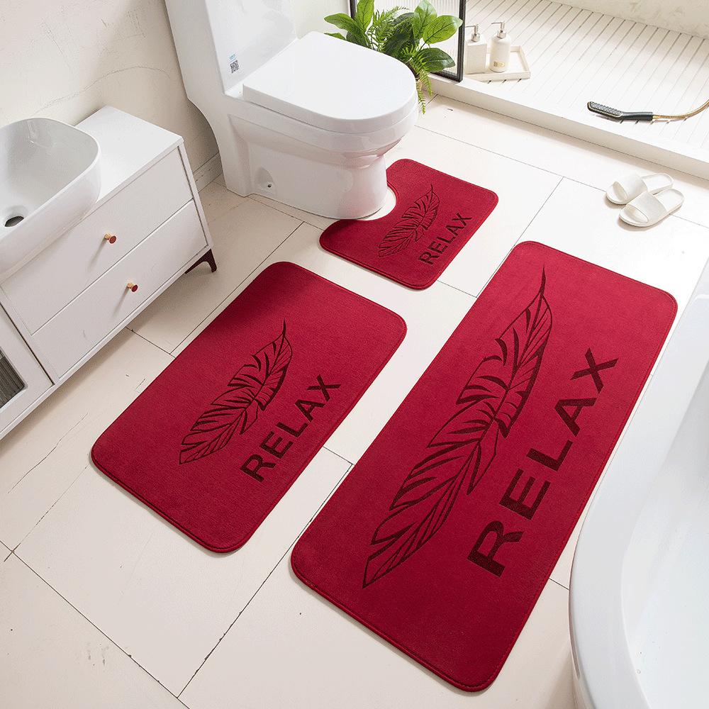 3D Carved Three-Dimensional Bathroom Floor Mat Toilet Three-Piece Non-Slip Absorbent Carpet