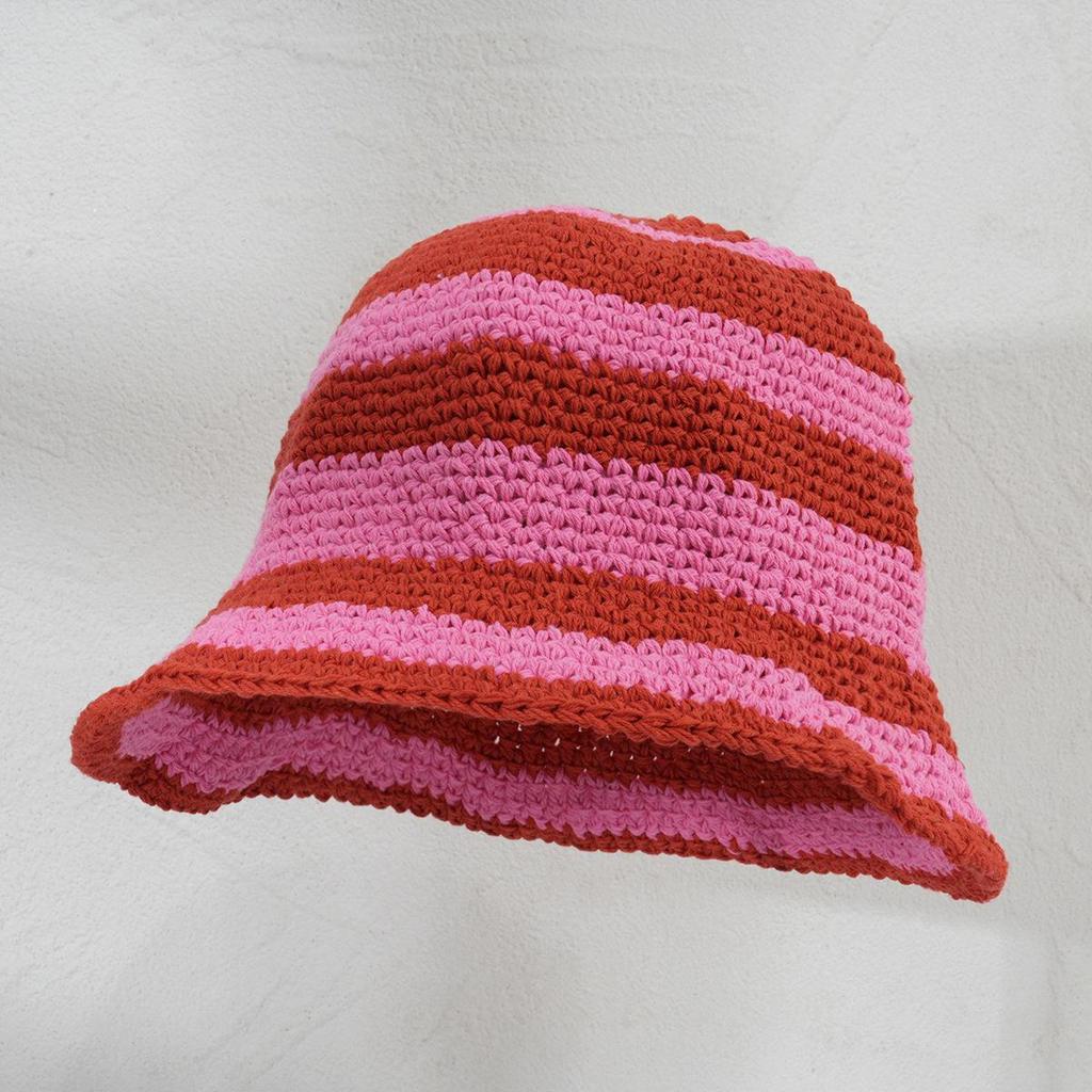 Women's Cute Braided Striped Bucket Hat - Versatile Knitted Cap for Casual Wear, Skiing, and Travel