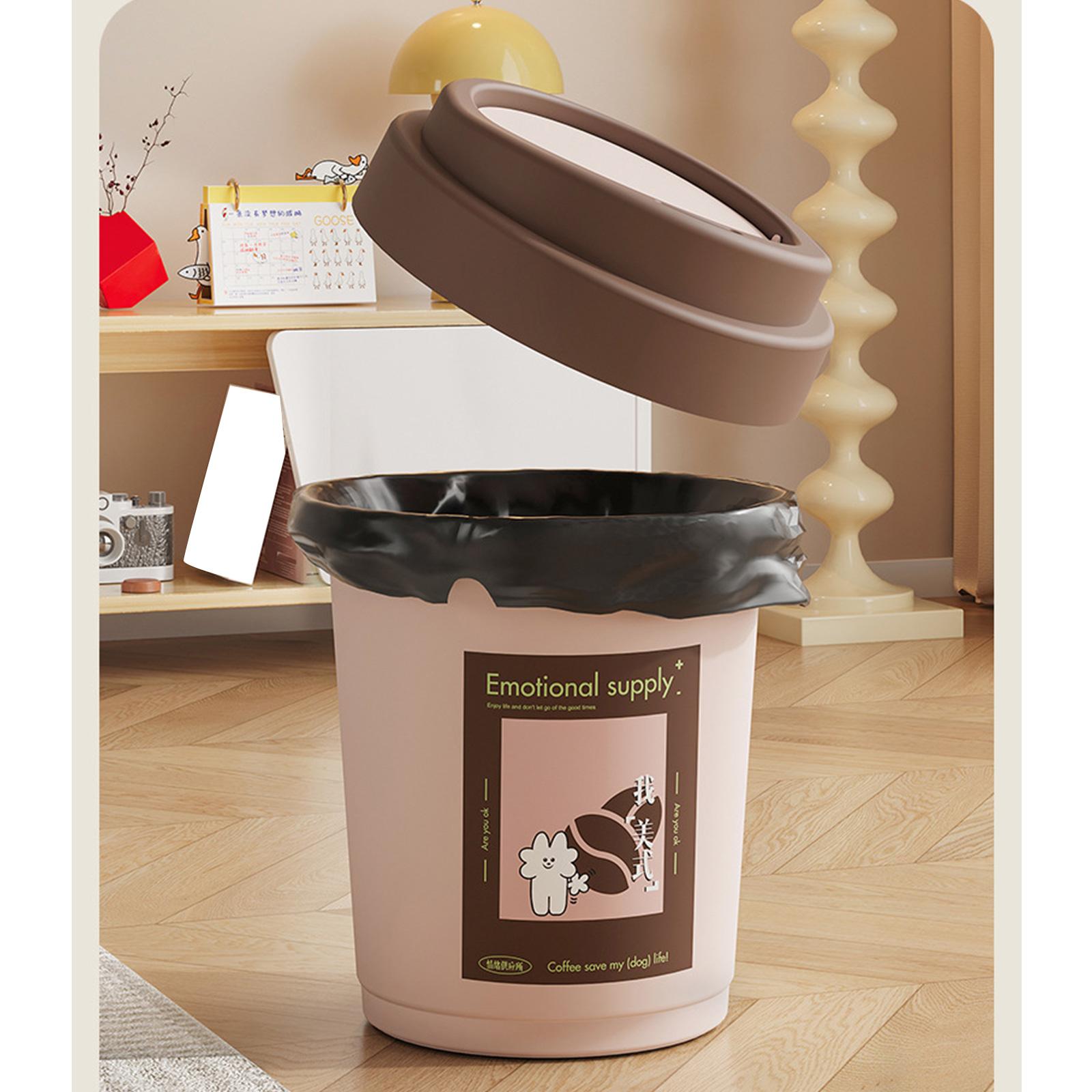 Large Capacity Household Garbage Can With Swing Lid And Inner Rings Waste Bucket for Office and Home Trash Container розовый