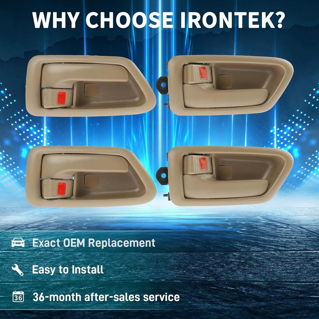 IRONTEK Interior Door Handle for Front/Rear Driver and Passenger Side Fit for Toyota Camry 1997-2001 Inner Door Handle #69206-AA010-E0,