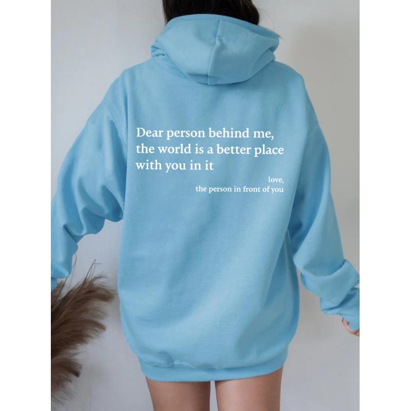 Damen Oversized Hoodie mit Fleece-Futter, Buchstaben-Slogan-Print, Kängurutasche und Kordelzug.