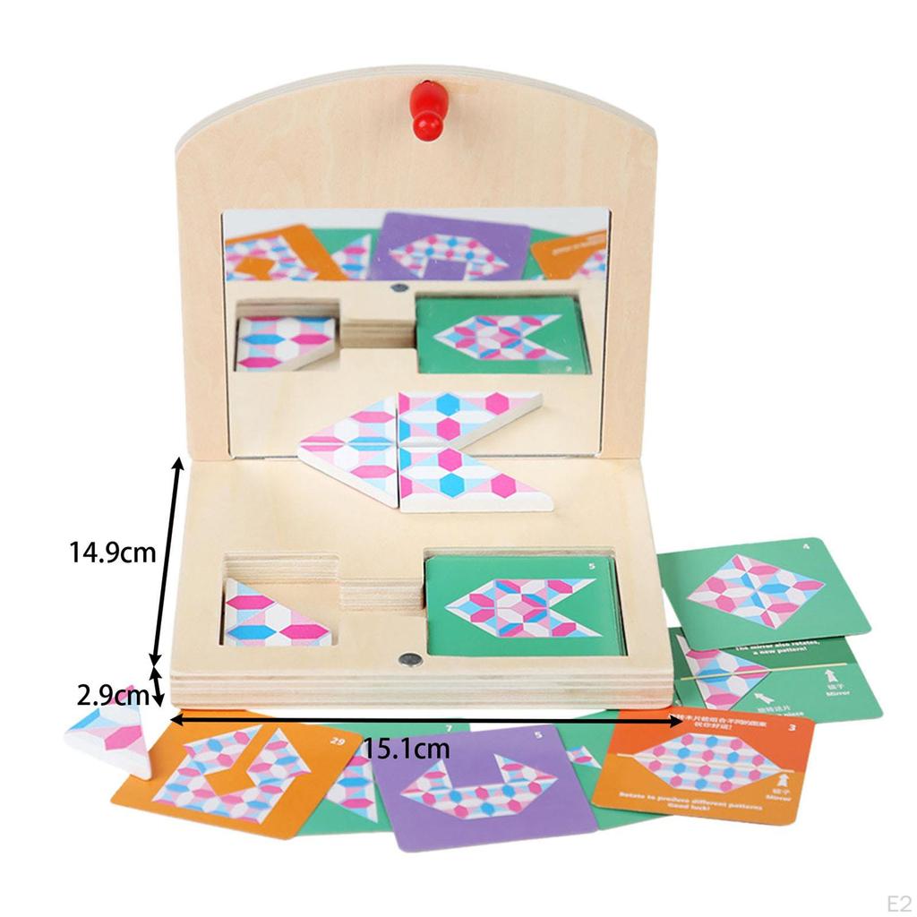 Montessori Toy Develop Wood Mirror Puzzle for Kindergarten Household Bedroom